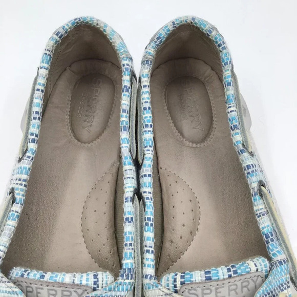 Women's Sperry Topsider Boat Shoes 8.5 Loafers Angelfish Rafia Slip On Blue Gray - Picture 10 of 14